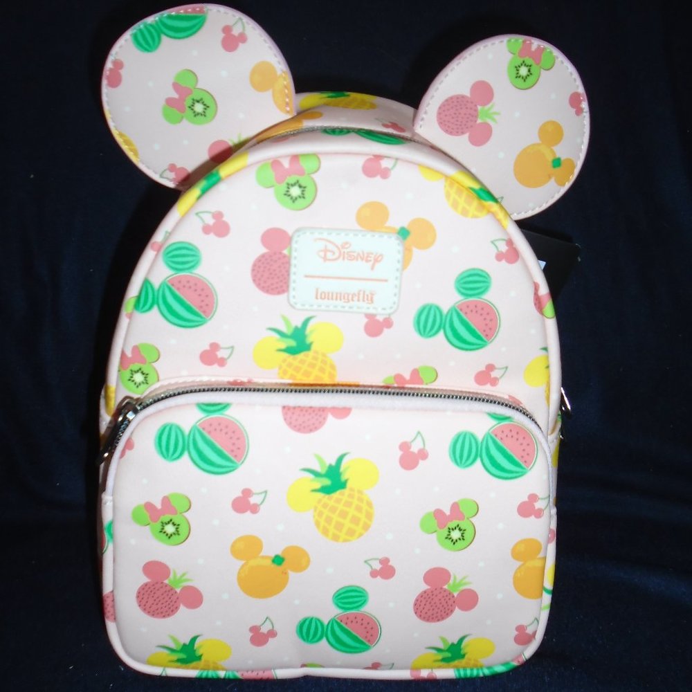 Loungefly Disney Mickey Mouse Mini Backpack Summer Fruit Pattern with Ears